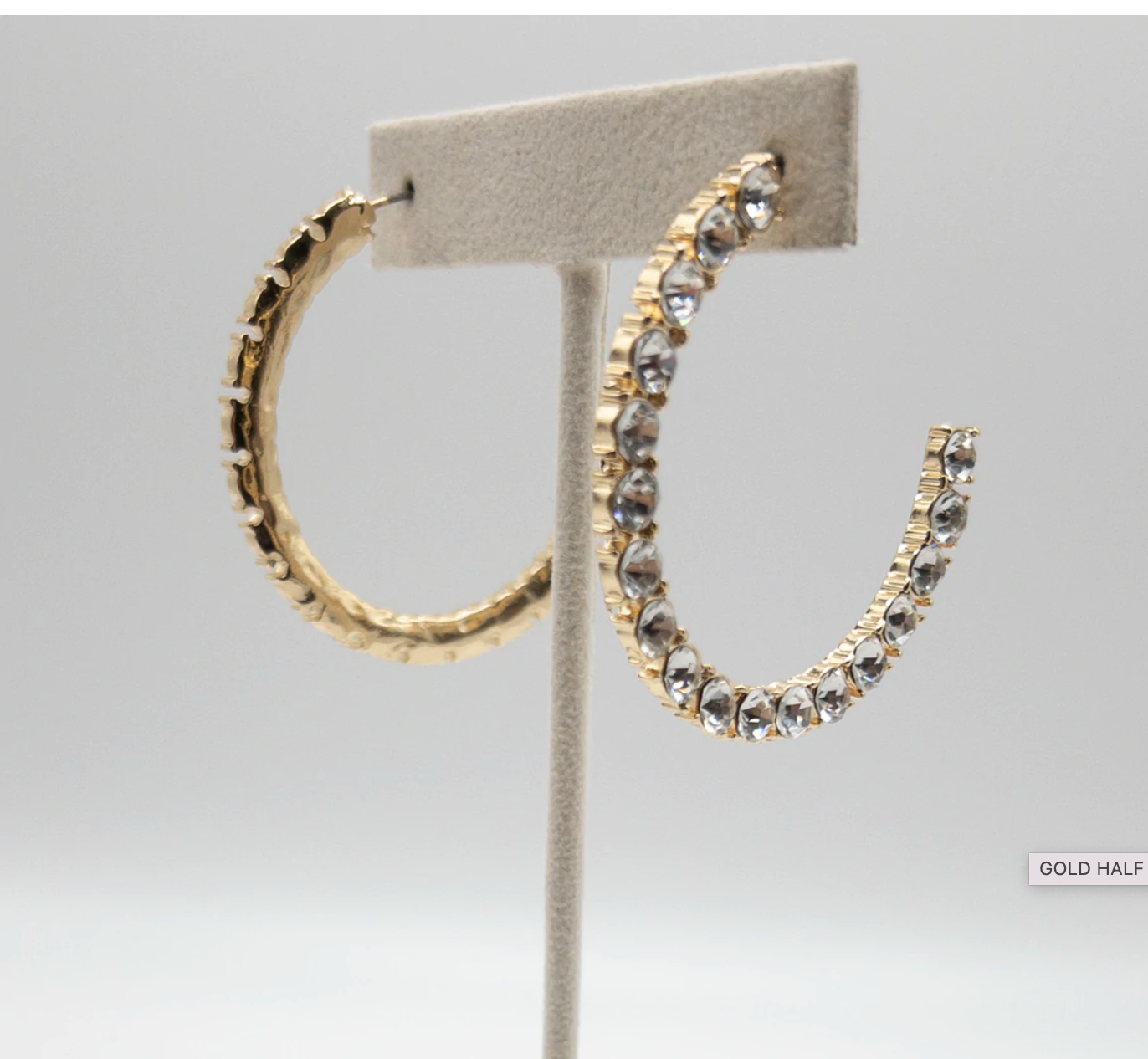 Gold Bling Pink Panache Half Hoops