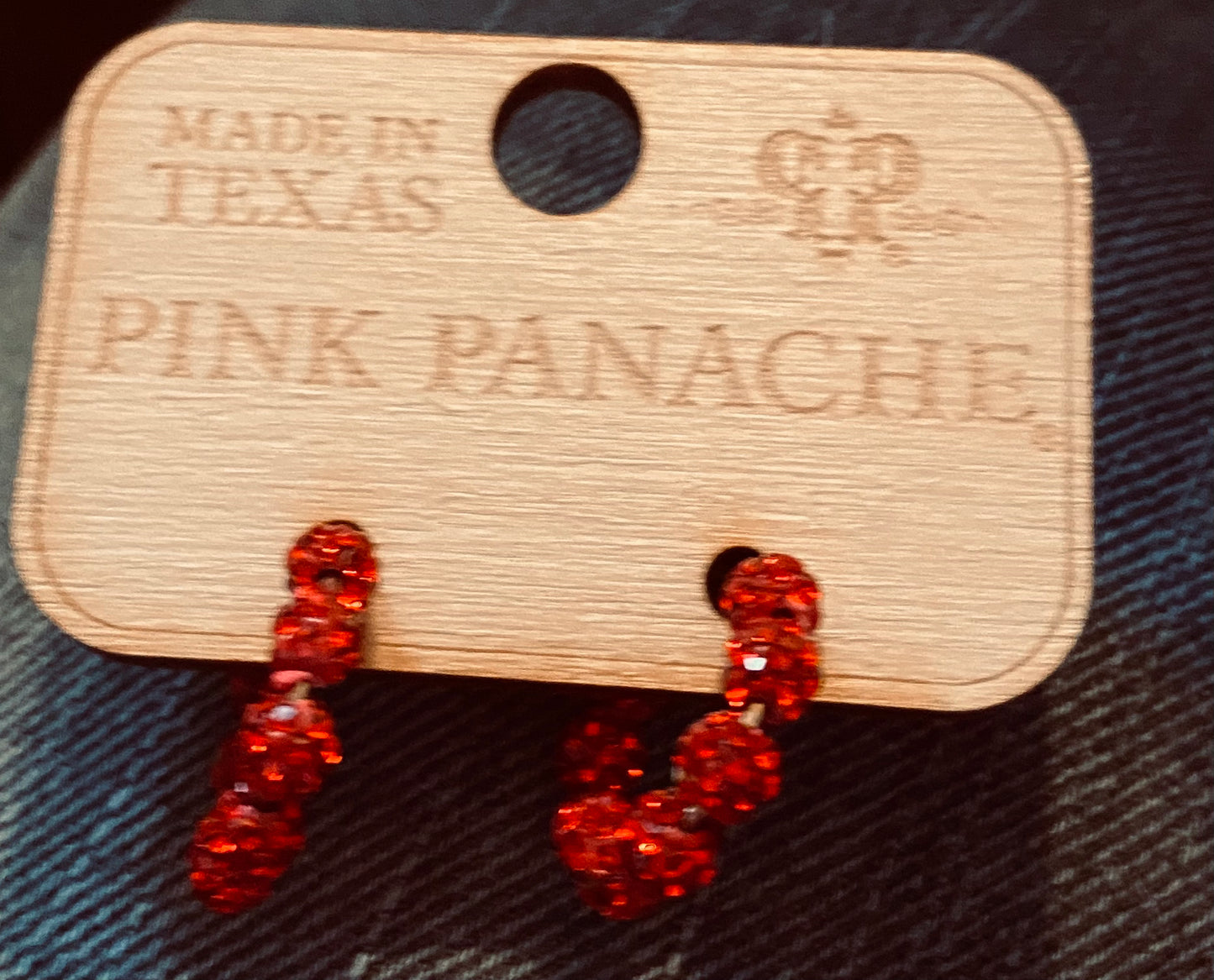 Red Beaded Pink Panache Tiny Hoops