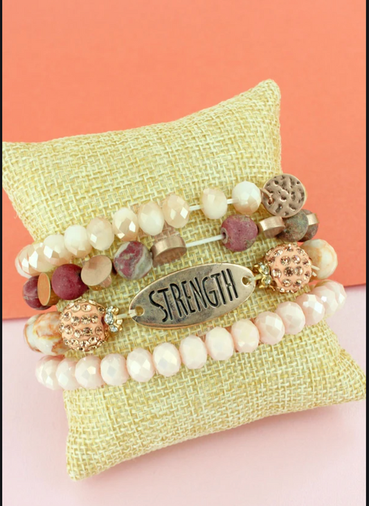 Give me Strength Bead Bracelet Stack-Clearance