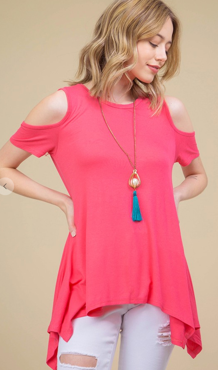 Cold Shoulder Tunic Top-Clearance