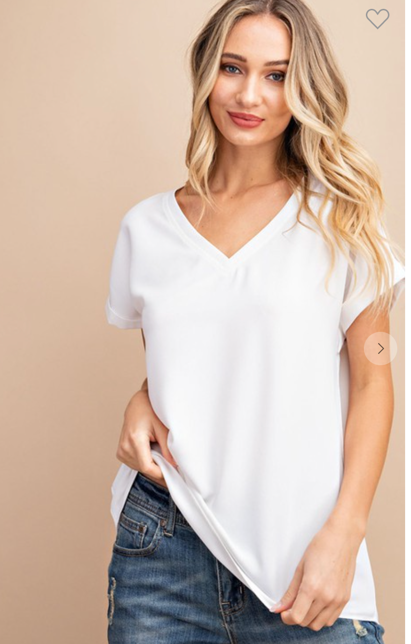 Basic V Neck Top-Clearance