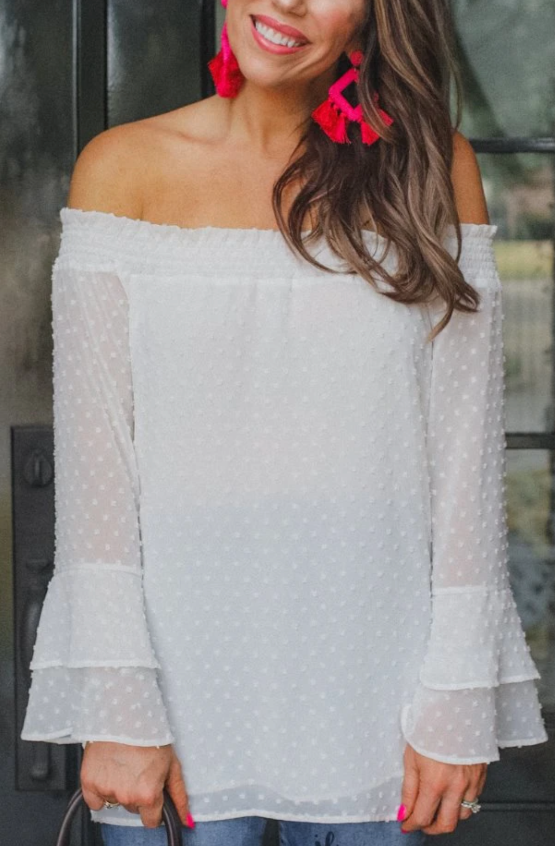 Long Sleeve off the Shoulder Top-Final Sale