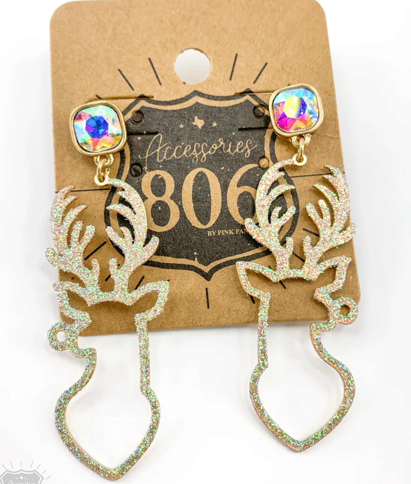 Glitter Christmas Reindeer Earrings