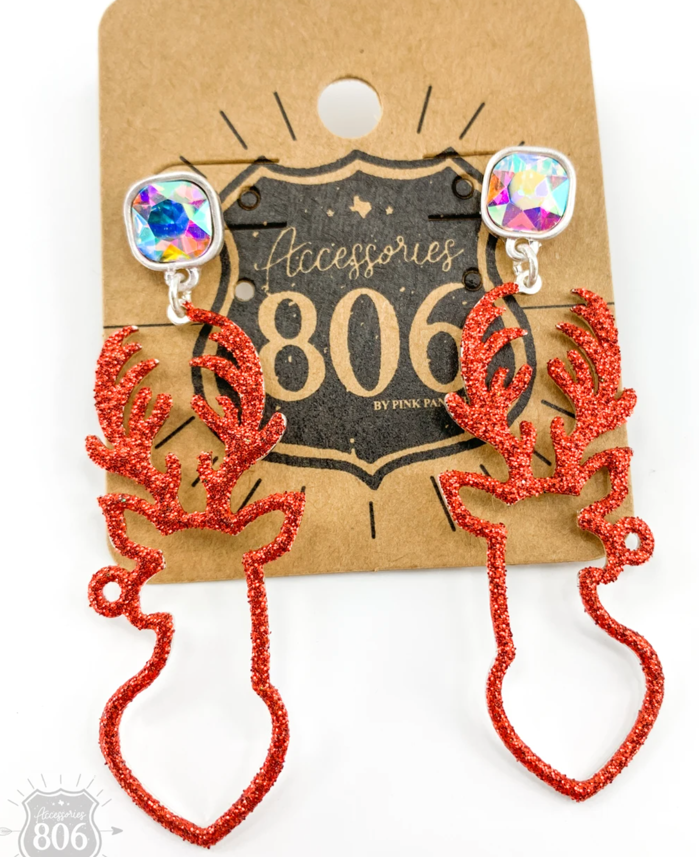 Glitter Christmas Reindeer Earrings