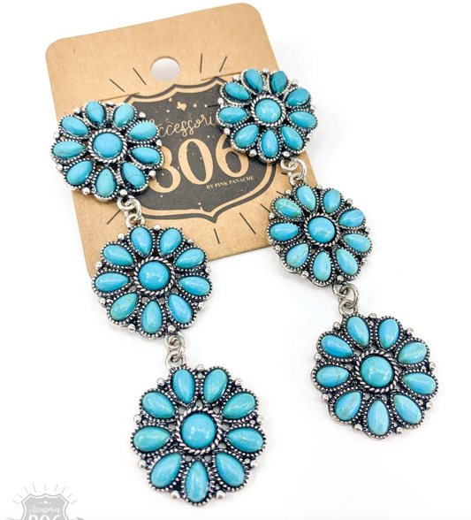 Flower Post Turquoise Earrings