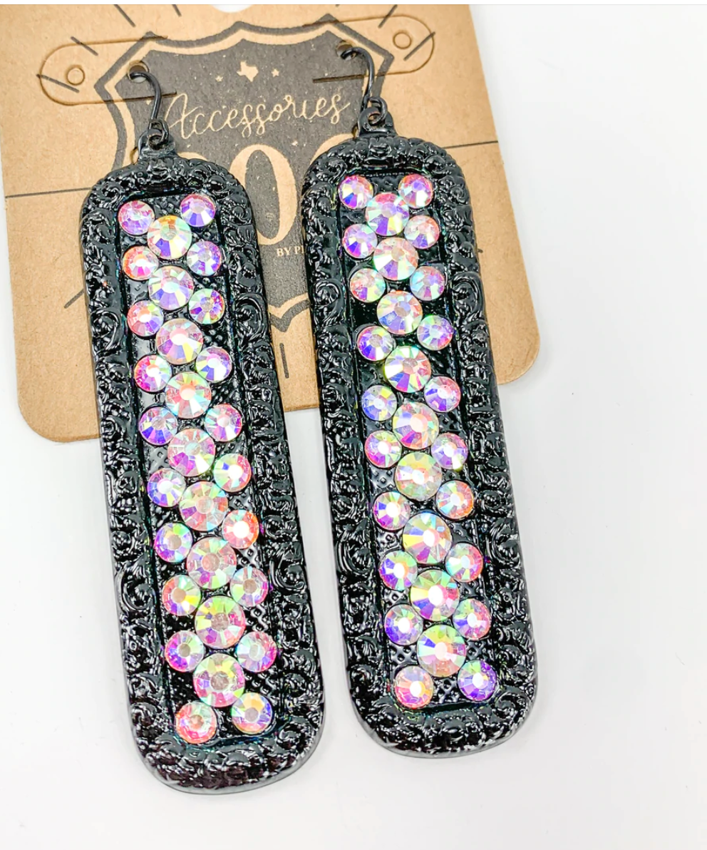 Rhinestones and Rectangles Earrings